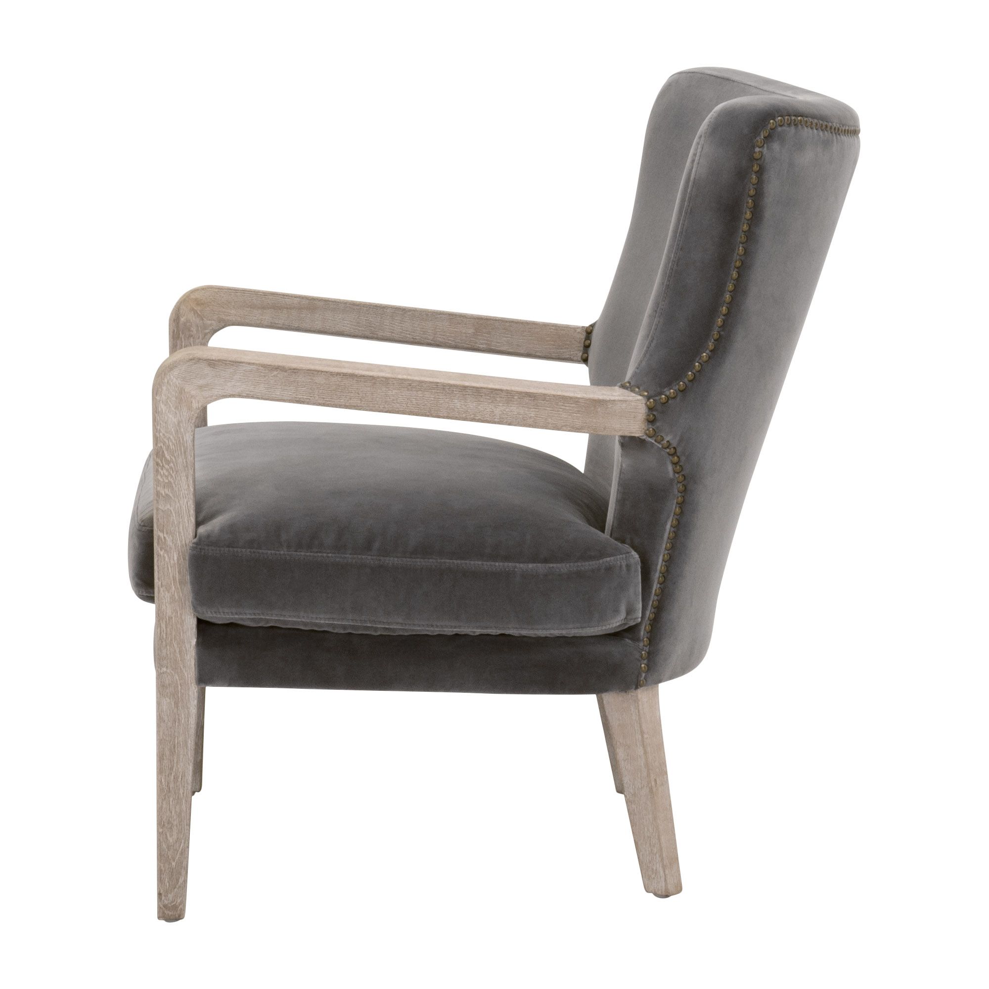 Image 3 Calvin Club Chair, Dark Dove Velvet, Natural Gray Oak more views