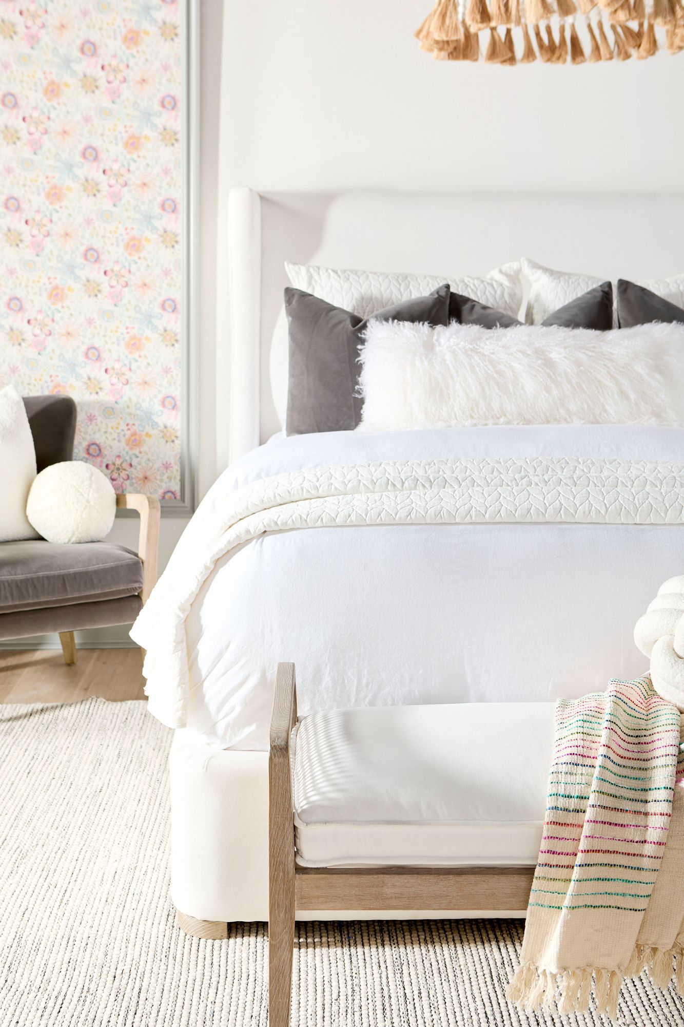 Calvin Club Chair, Dark Dove Velvet, Natural Gray Oak