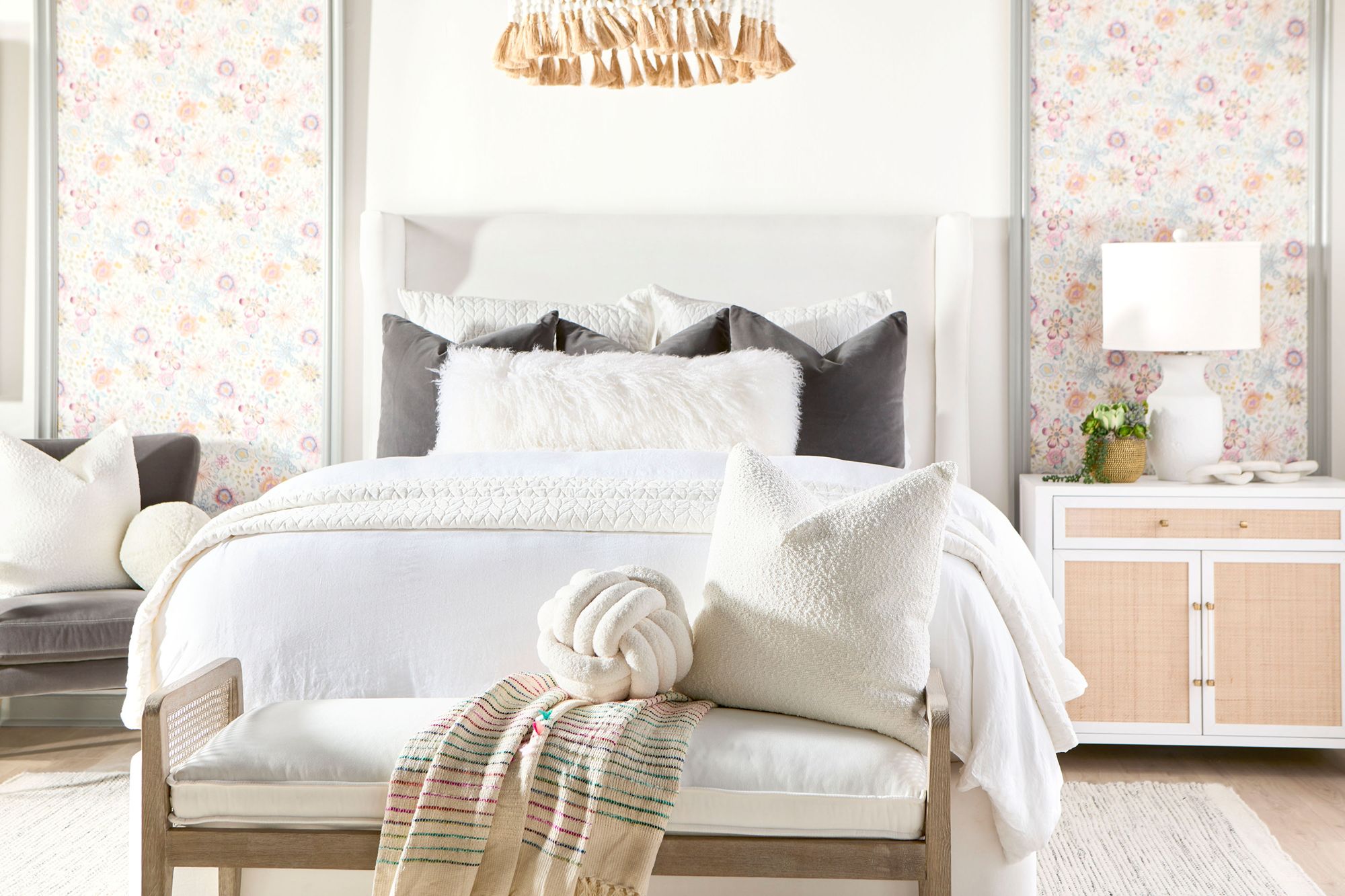 Calvin Club Chair, Dark Dove Velvet, Natural Gray Oak