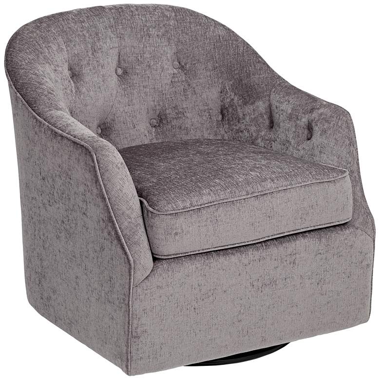 Image 1 Calvin Xandu Gray Tufted Upholstered Swivel Armchair