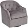 Calvin Xandu Gray Tufted Upholstered Swivel Armchair