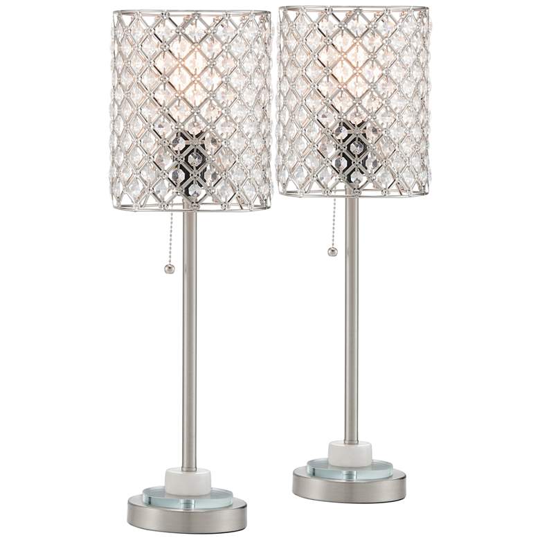 Image 2 Calvine Brushed Nickel Accent Table Lamps Set of 2