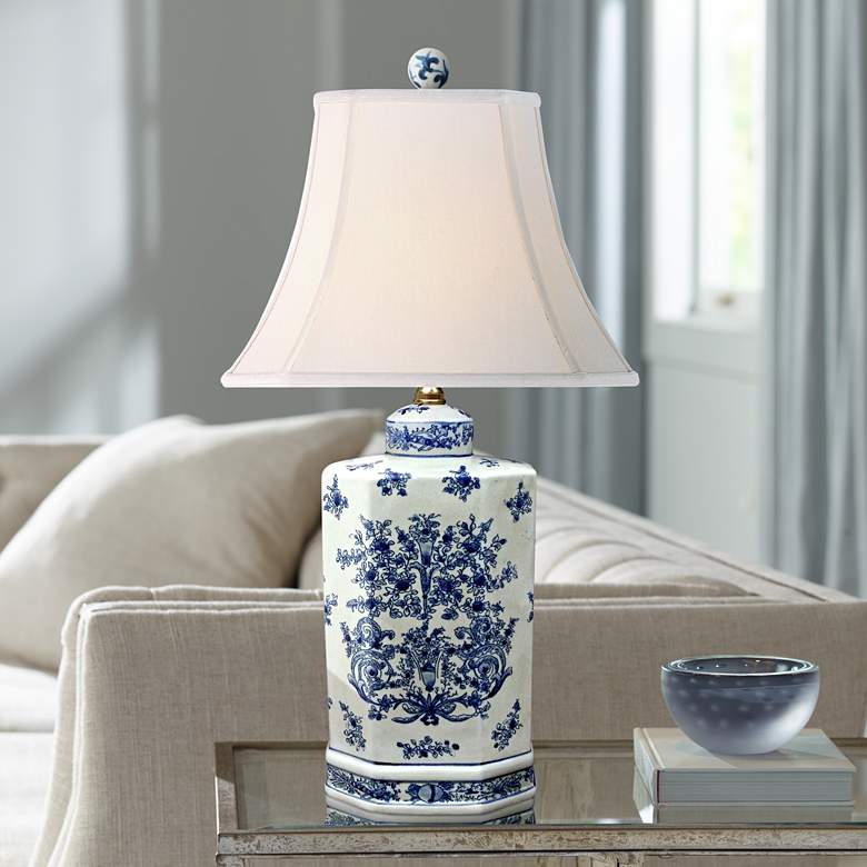 Image 1 Calvinshire Blue and White Porcelain Table Lamp