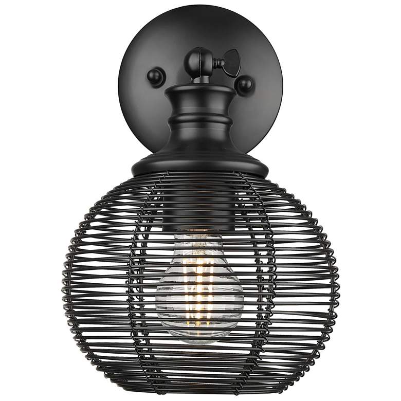 Image 1 Calypso 1 Light Wall Sconce in Matte Black with Matte Black Shade