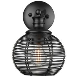 Calypso 1 Light Wall Sconce in Matte Black with Matte Black Shade
