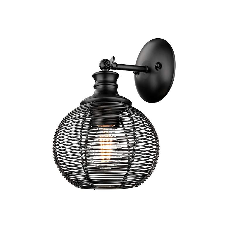 Image 2 Calypso 1 Light Wall Sconce in Matte Black with Matte Black Shade more views