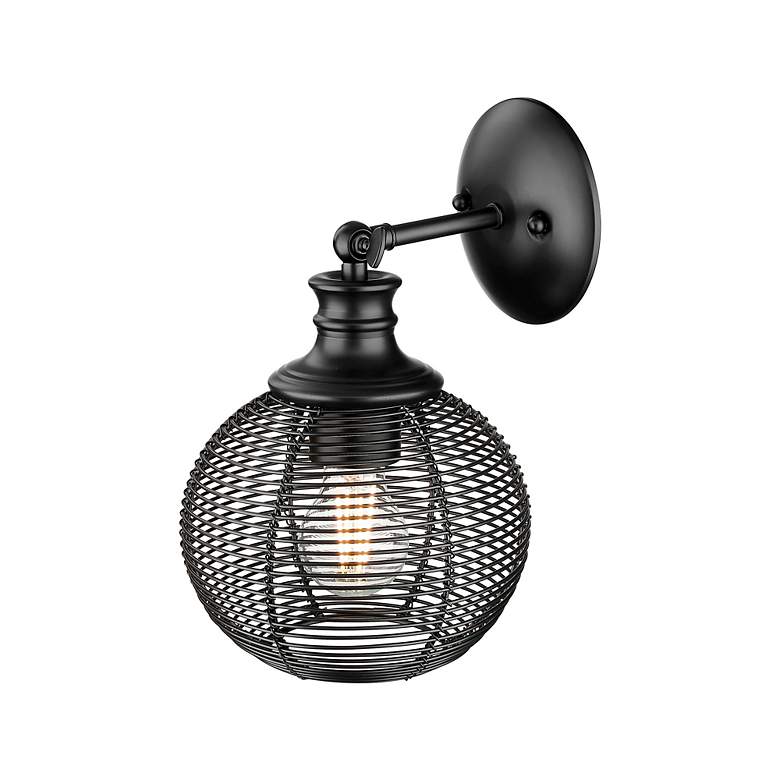 Image 5 Calypso 1 Light Wall Sconce in Matte Black with Matte Black Shade more views