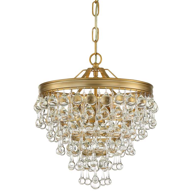 Calypso 12 inch Wide Vibrant Gold and Crystal Mini Chandelier