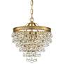 Calypso 12" Wide Vibrant Gold and Crystal Mini Chandelier in scene