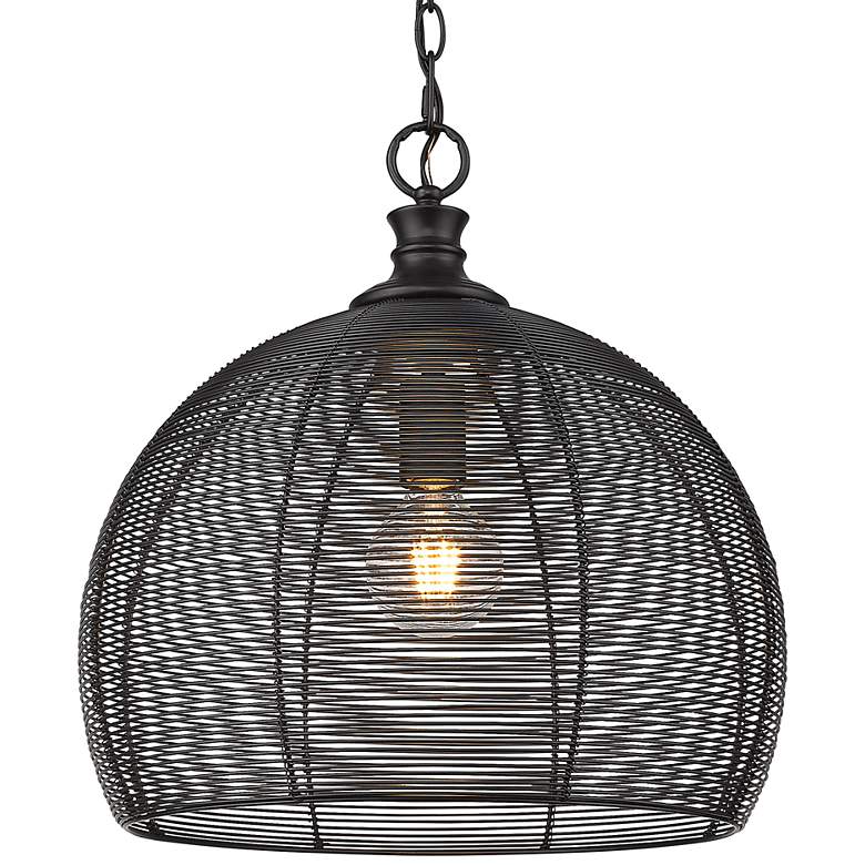 Image 1 Calypso 15 3/4" Wide Matte Black 1-Light Pendant With Wire Shade