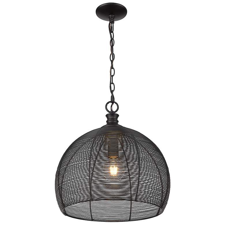 Image 4 Calypso 15 3/4" Wide Matte Black 1-Light Pendant With Wire Shade more views