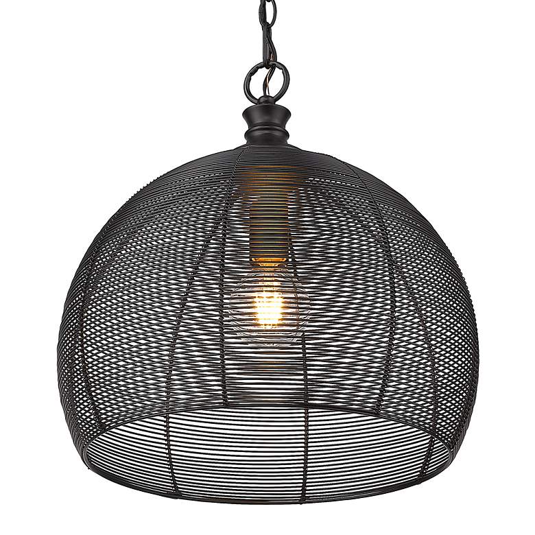 Image 5 Calypso 15 3/4" Wide Matte Black 1-Light Pendant With Wire Shade more views