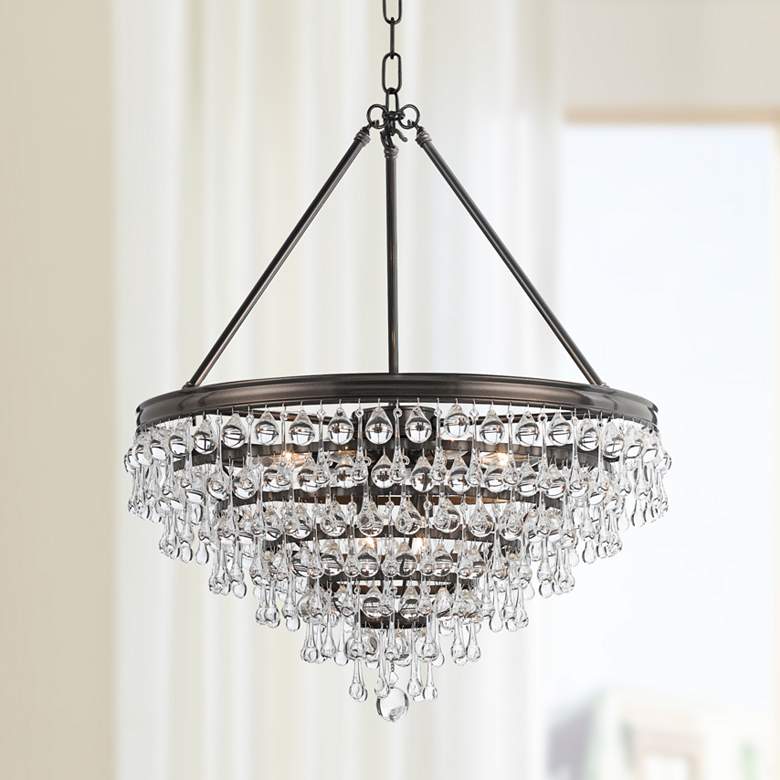 Image 1 Calypso 24 inch Wide Vibrant Bronze and Crystal Chandelier