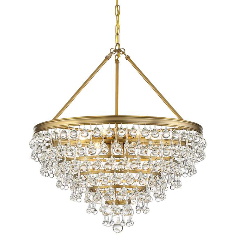Calypso 24&quot;W Vibrant Gold and Crystal Teardrop Chandelier