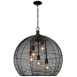 Calypso 25" Wide Matte Black 5-Light Pendant
