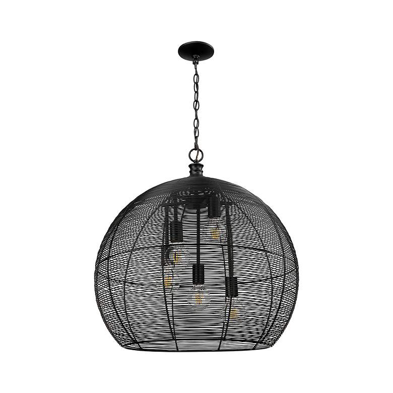 Image 3 Calypso 25" Wide Matte Black 5-Light Pendant more views