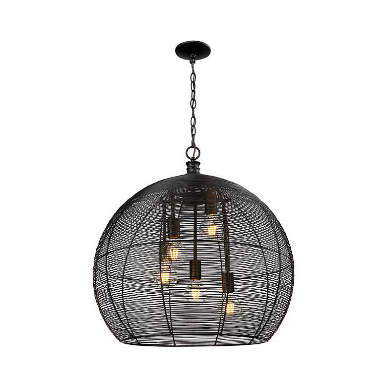 Image 4 Calypso 25" Wide Matte Black 5-Light Pendant more views