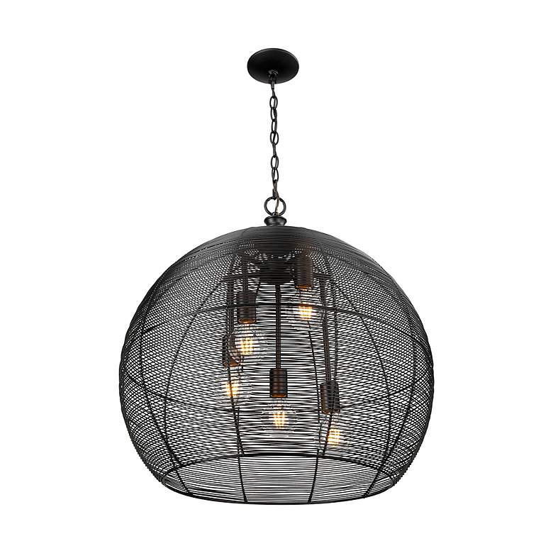 Image 5 Calypso 25" Wide Matte Black 5-Light Pendant more views