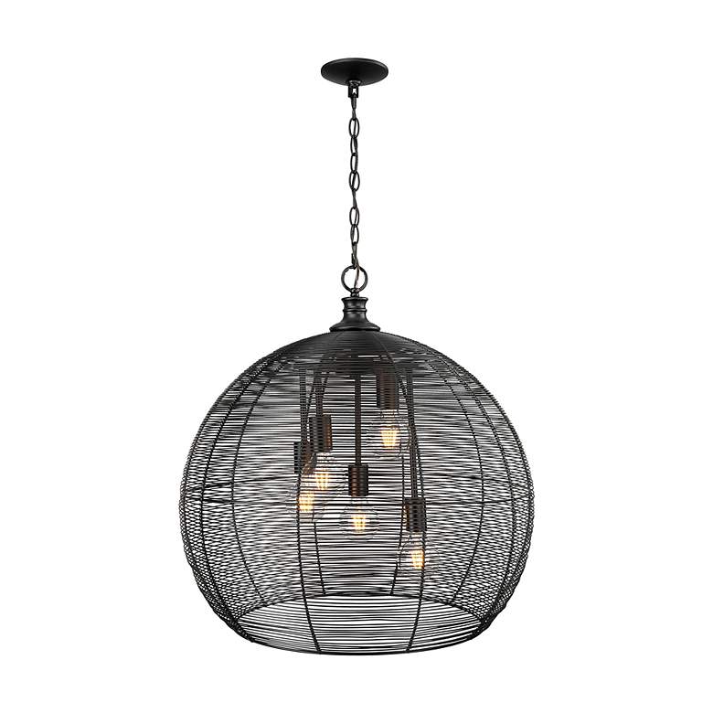 Image 6 Calypso 25" Wide Matte Black 5-Light Pendant more views