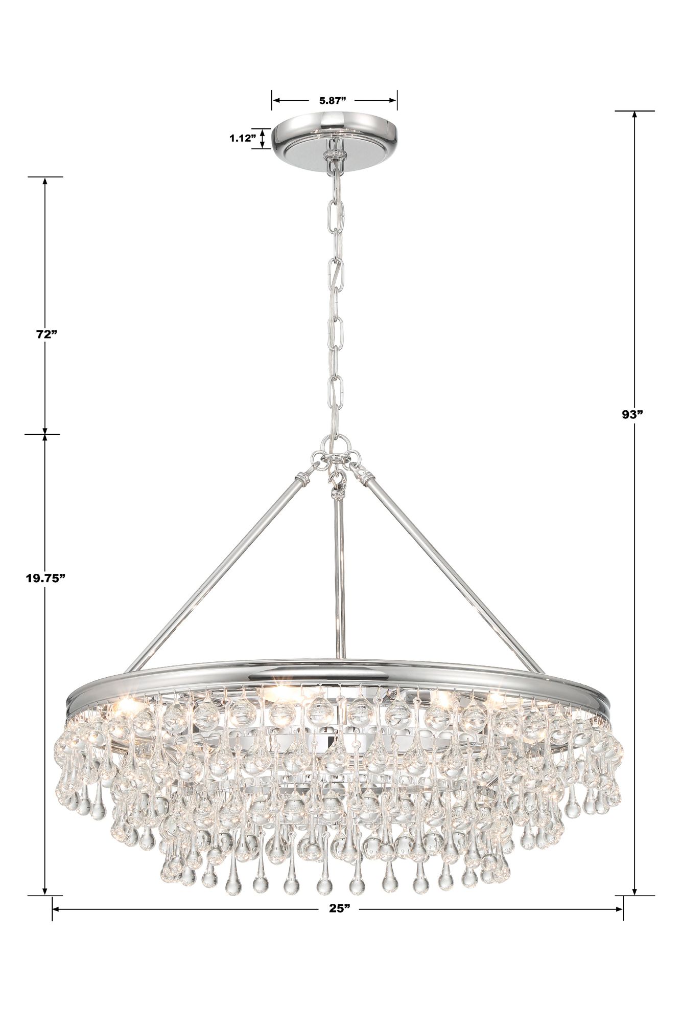 Calypso 25" Wide Polished Chrome Crystals 6-Light Chandelier in scene