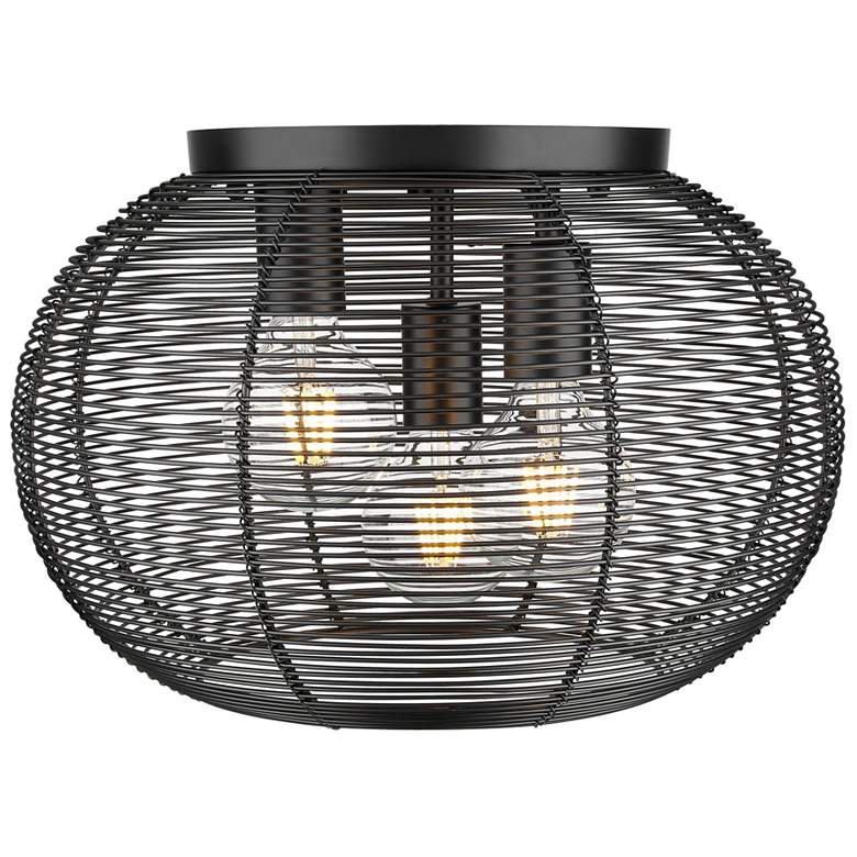 Image 1 Calypso 3 Light Flush Mount in Matte Black with Matte Black Shade