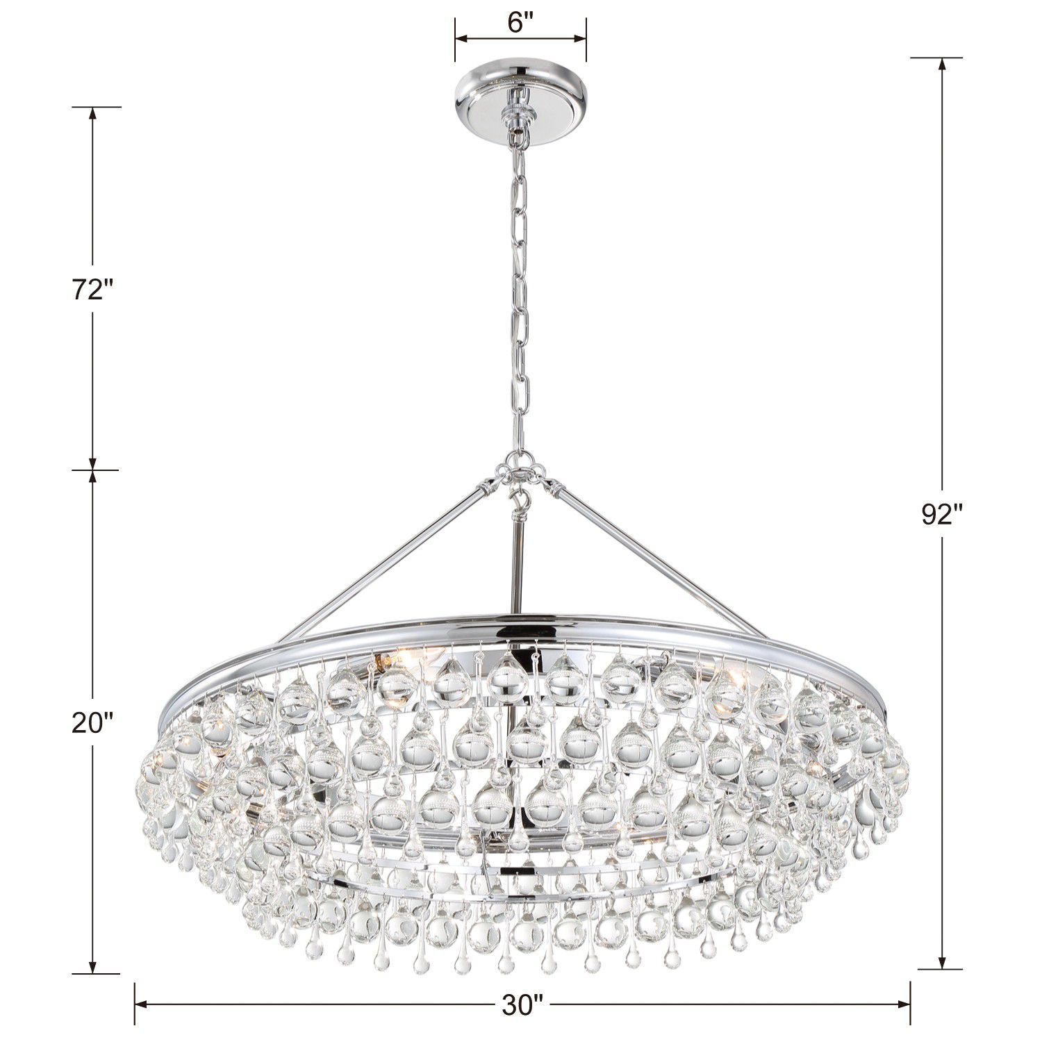 Calypso 30" Wide Polished Chrome and Crystal Chandelier