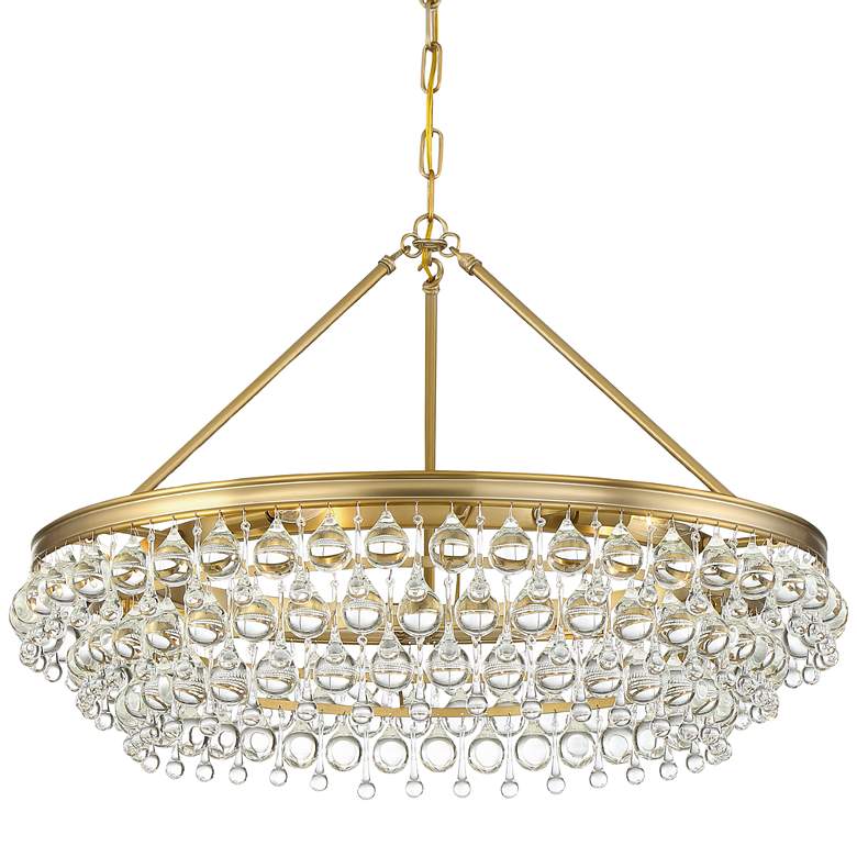 Calypso 30&quot;W Vibrant Gold and Crystal Teardrop Chandelier