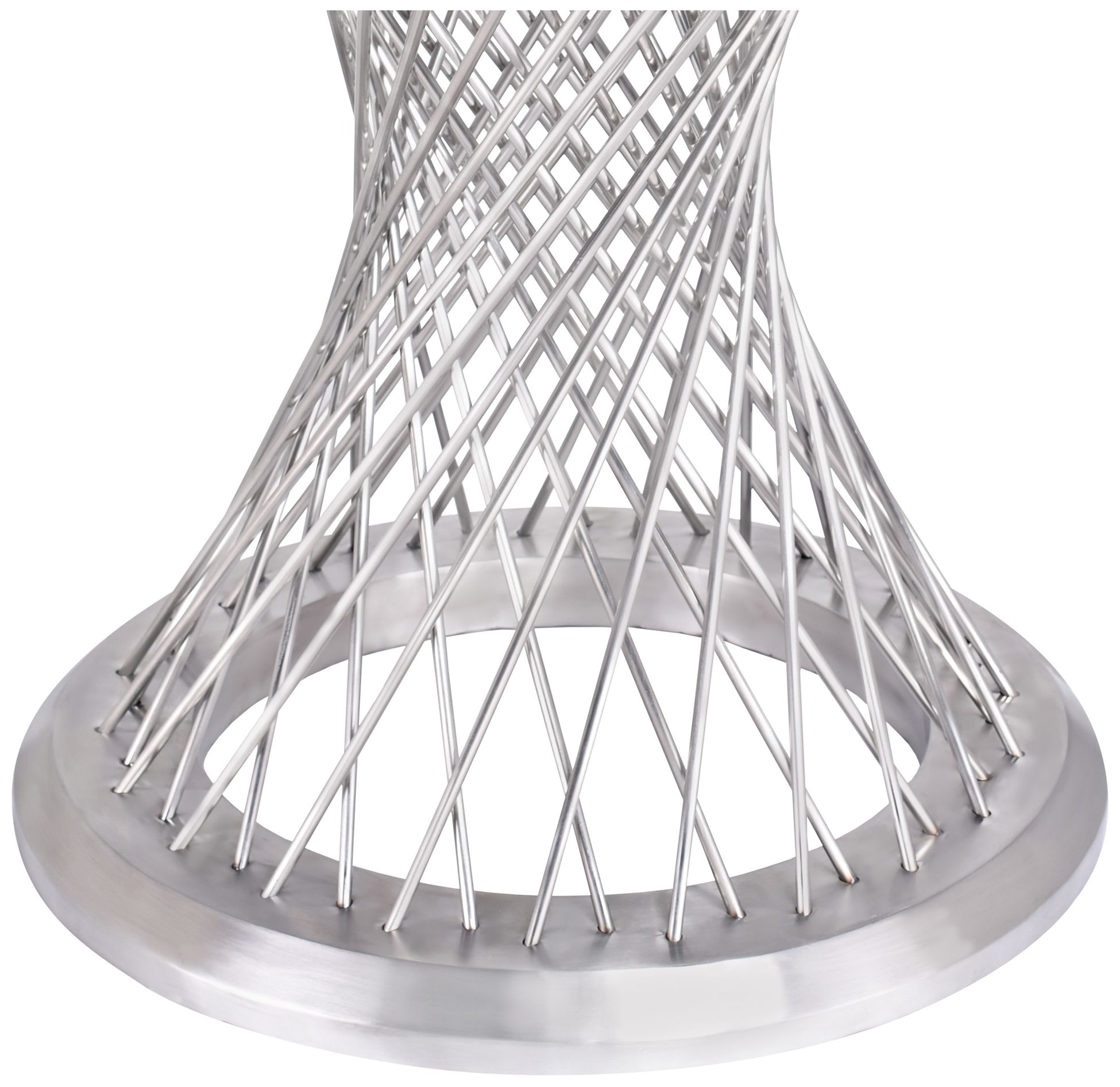 Thumbnail4 of Calypso 48 in. Dining Table in Brushed Stainless Steel, Tempered Glass Top more views