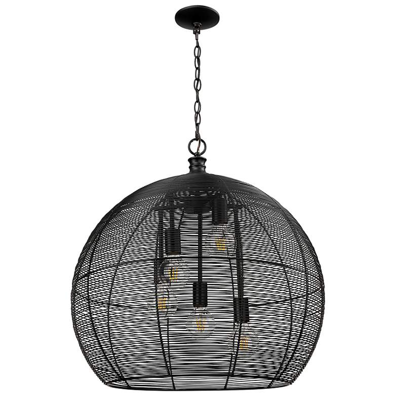 Image 3 Calypso 5 Light Pendant in Matte Black with Matte Black Shade more views