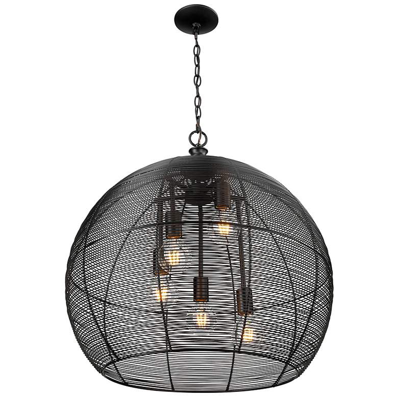Image 5 Calypso 5 Light Pendant in Matte Black with Matte Black Shade more views