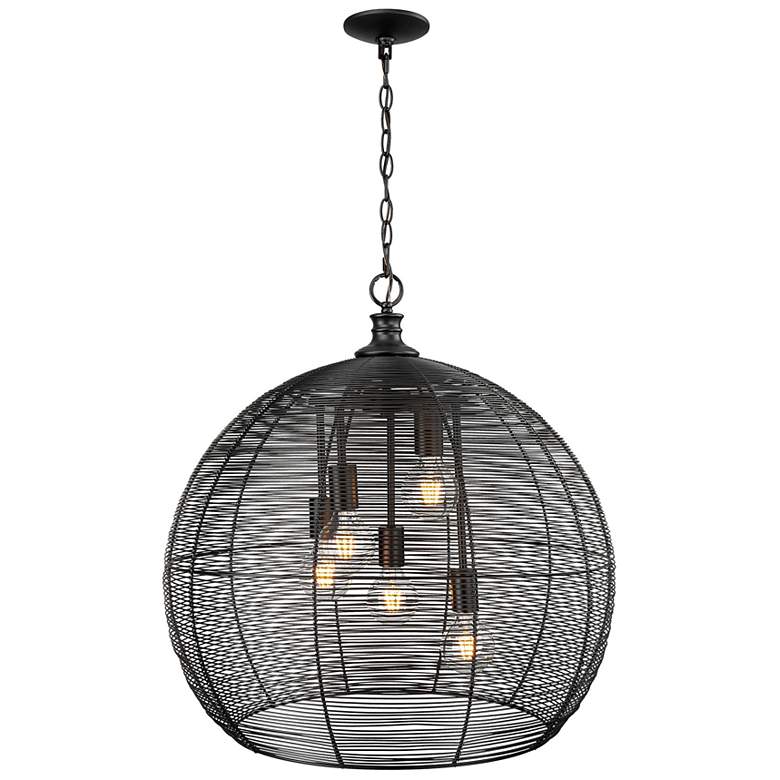 Image 6 Calypso 5 Light Pendant in Matte Black with Matte Black Shade more views