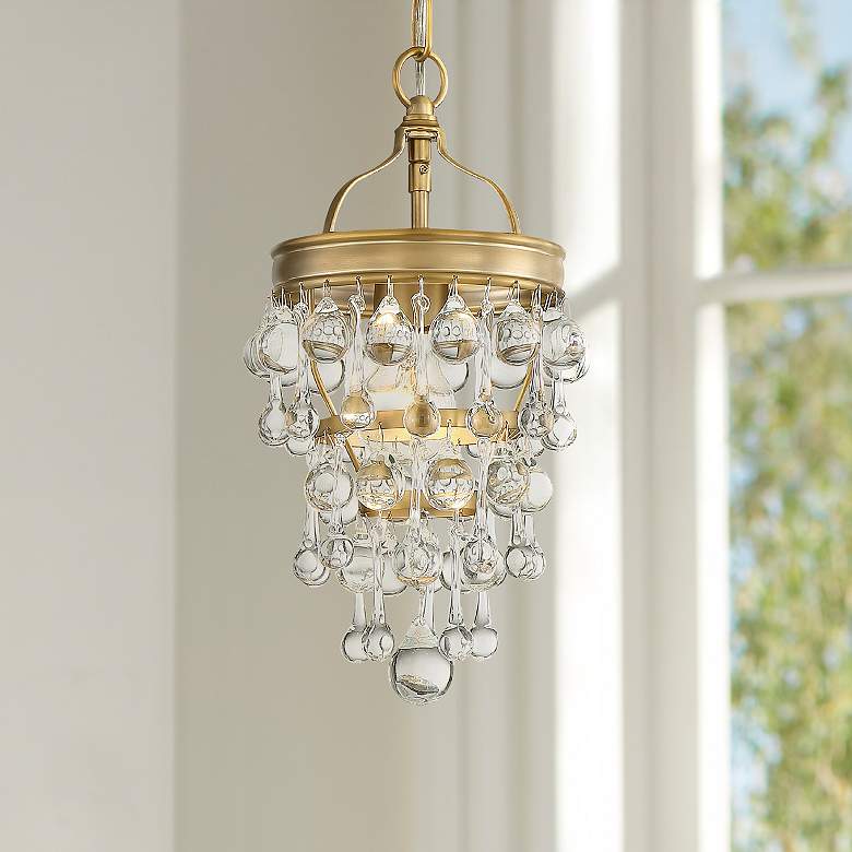 Calypso 7 1/2&quot; Wide Vibrant Gold and Crystal Mini Chandelier