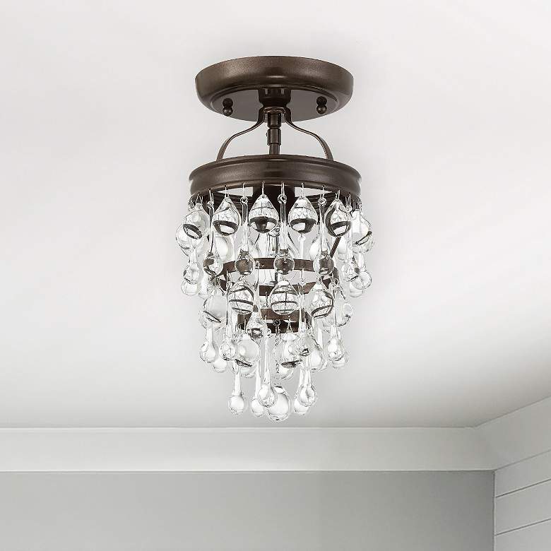 Image 1 Calypso 7 1/4" Wide Vibrant Bronze Crystal Ceiling Light