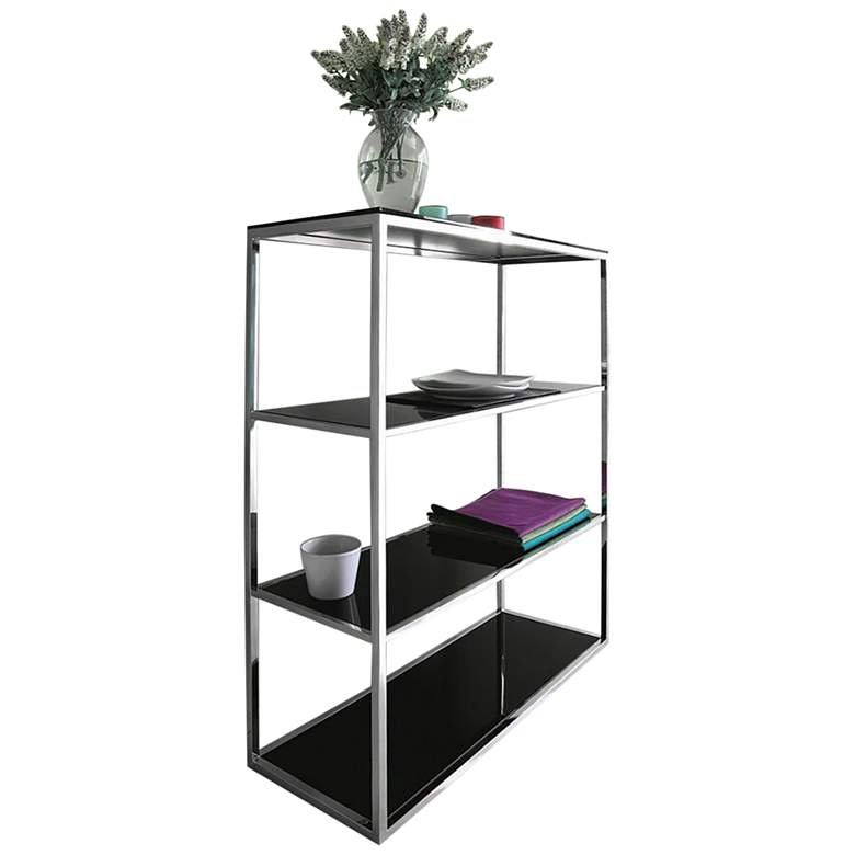 Image 1 Calypso Black and Silver 3-Shelf Bookshelf