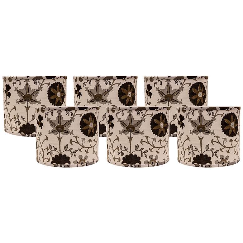 Image 1 Calypso Browns on White 5x5x4.5 Shade Set of 6 (Clip-On)