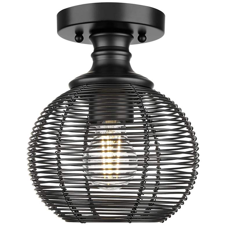 Image 1 Calypso Semi-Flush in Matte Black with Matte Black Shade