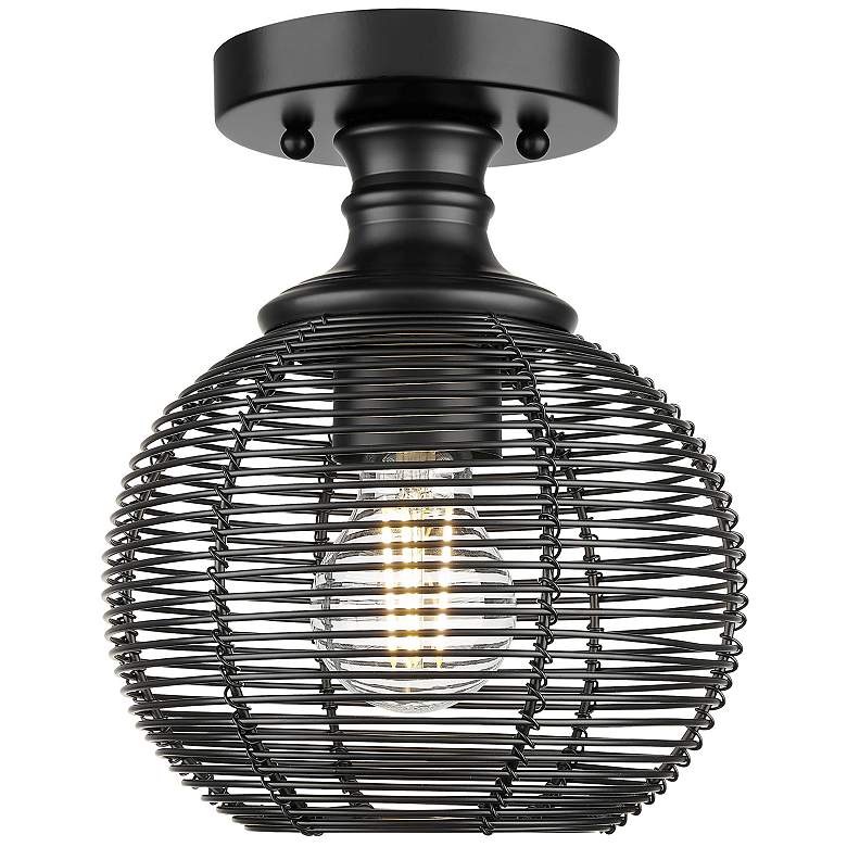 Image 2 Calypso Semi-Flush in Matte Black with Matte Black Shade more views
