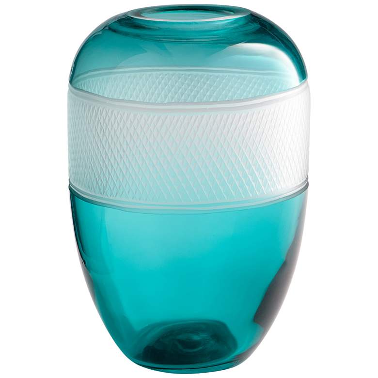 Image 1 Calypso Turquoise Glass 11 inch High Decorative Vase
