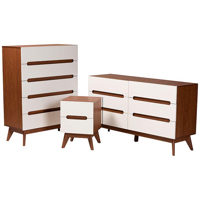 Image 2 Calypso Walnut Brown and White Wood 3-Piece Storage Set