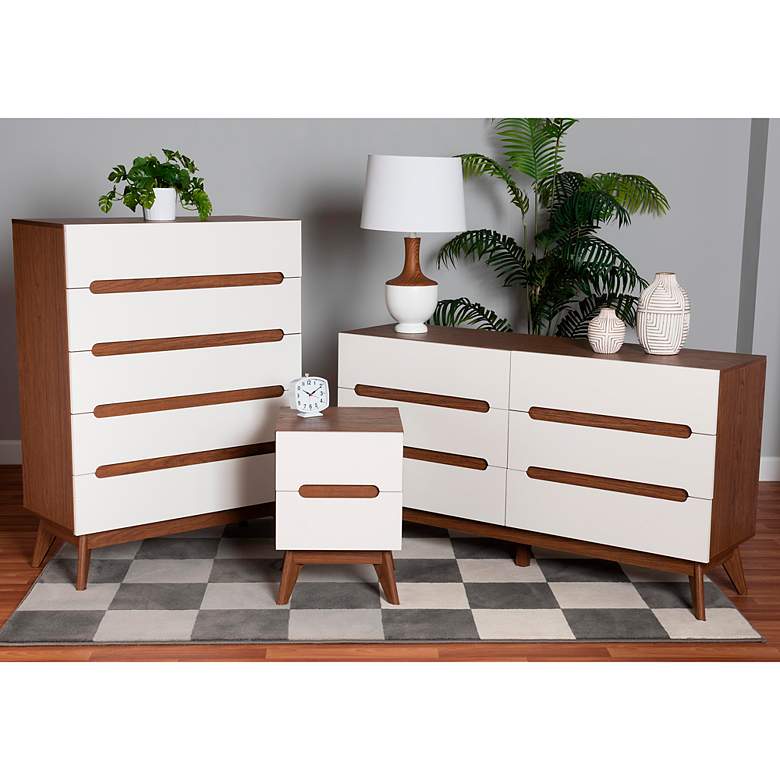 Image 1 Calypso Walnut Brown and White Wood 3-Piece Storage Set