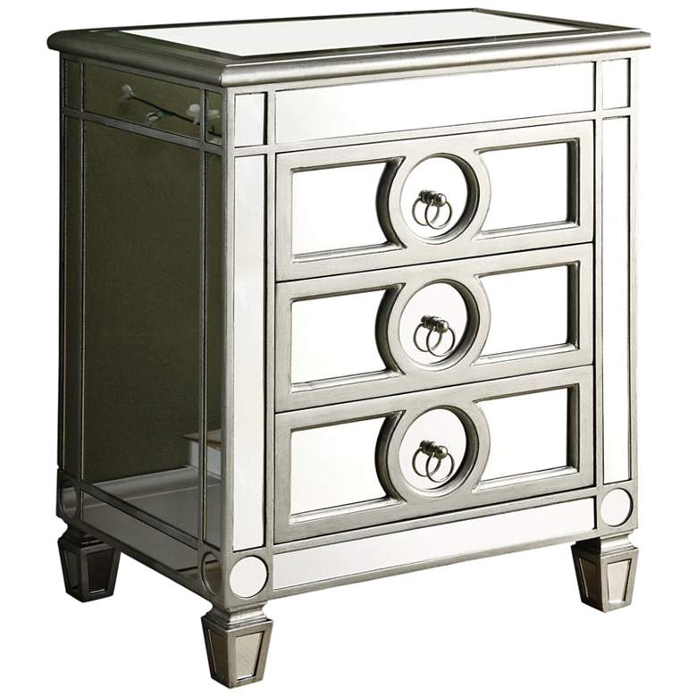 Image 1 Calysta 22 inch Wide Silver and Mirrored 3-Drawer Accent Table
