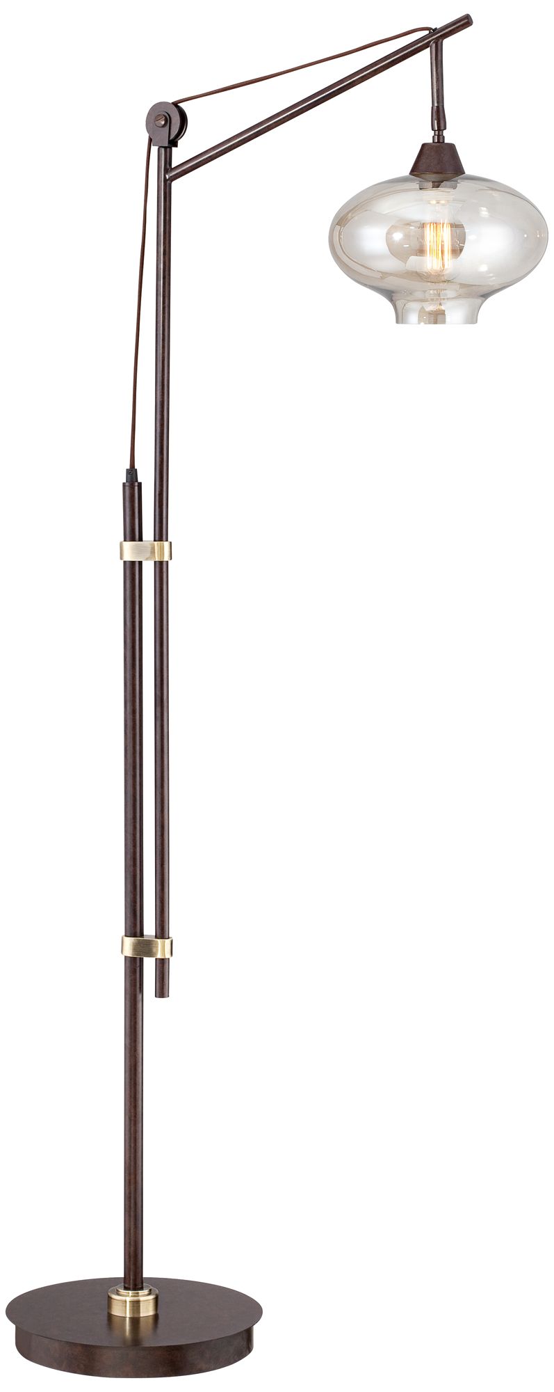 Calyx Bronze LED Arc Floor Lamp with Foot Operated Dimmer