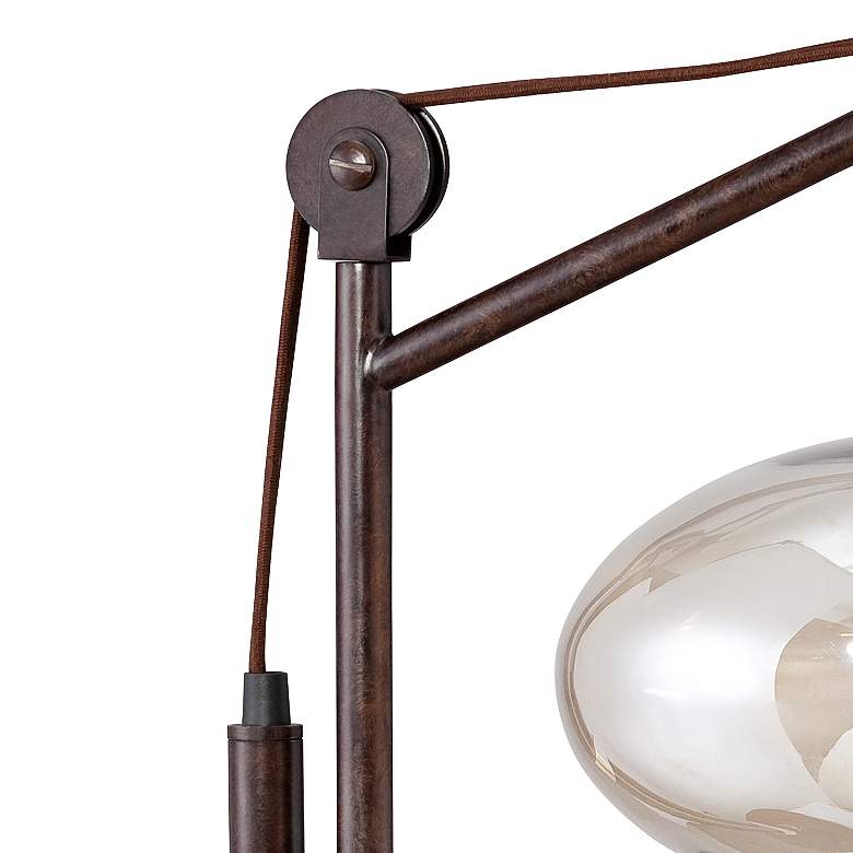 Image 4 Calyx Cognac Glass Industrial Bronze Desk Lamp with USB Dimmer more views