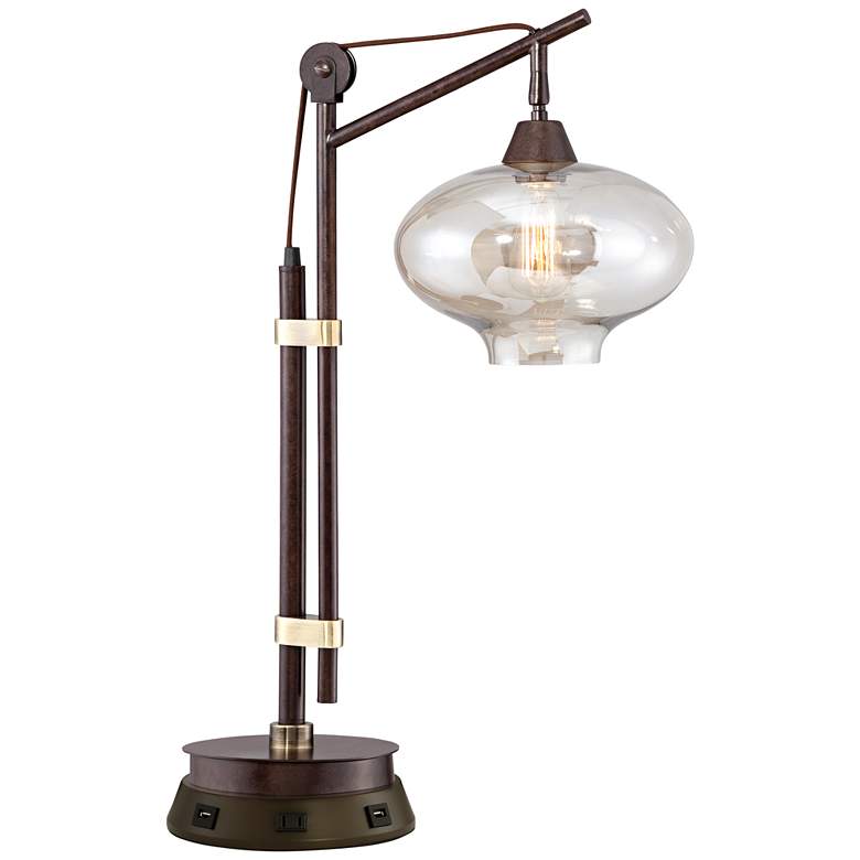 Image 2 Calyx Industrial Bronze Desk Lamp with Workstation Base