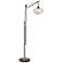 Calyx Industrial Cognac Glass and Bronze LED Floor Lamp with USB Dimmer