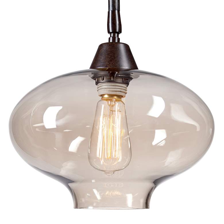 Image 3 Calyx Industrial Cognac Glass and Bronze LED Floor Lamp with USB Dimmer more views