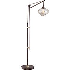 Calyx Industrial Cognac Glass and Bronze LED Floor Lamp