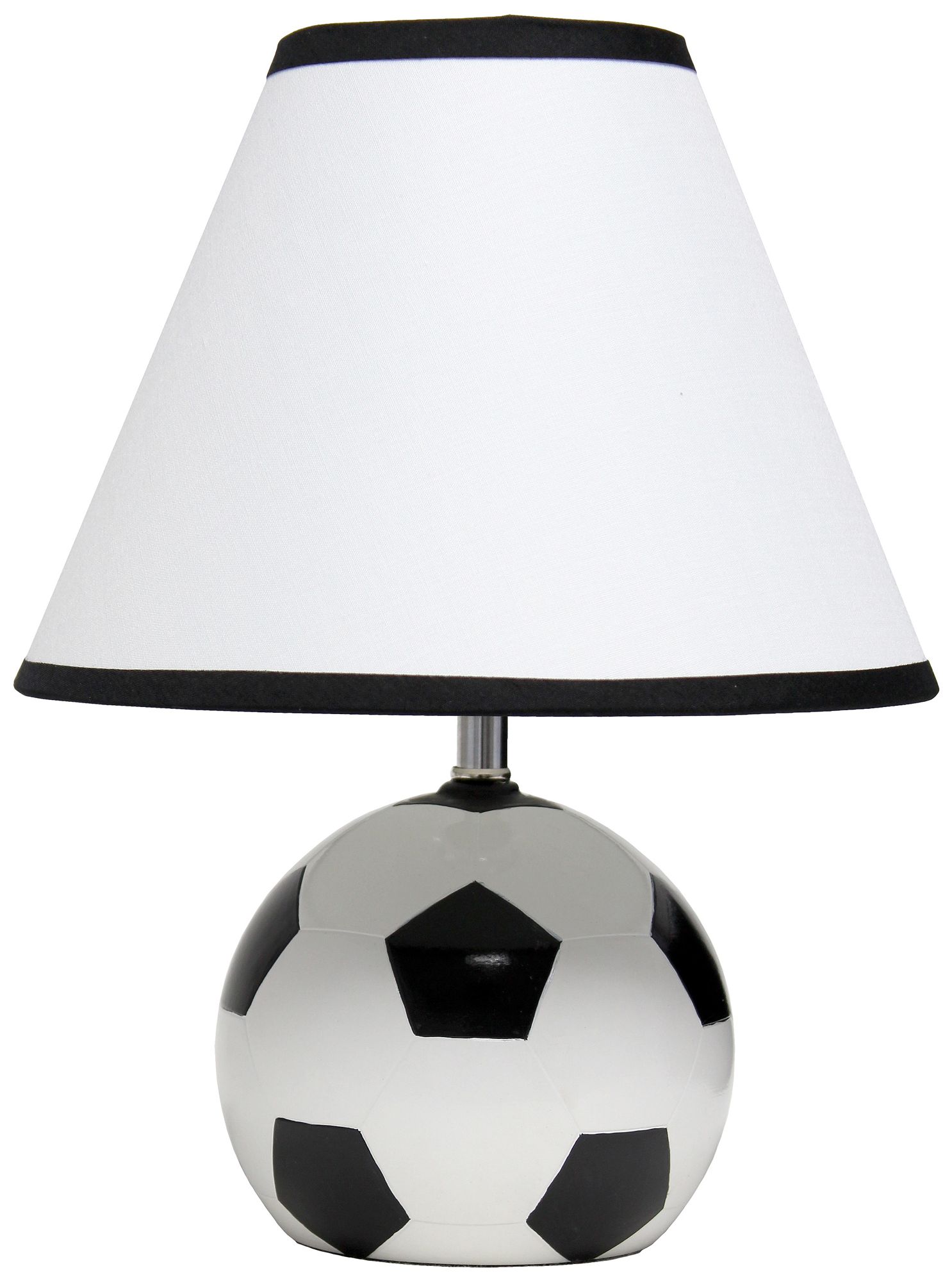 Cam 11.5" Soccer Ball Table Lamp with Black and White Shade