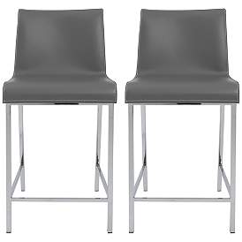 Image1 of Cam 24" Gray Bonded Leather Counter Stool Set of 2