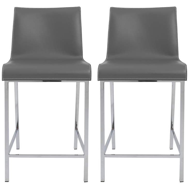 Image 1 Cam 24" Gray Bonded Leather Counter Stool Set of 2